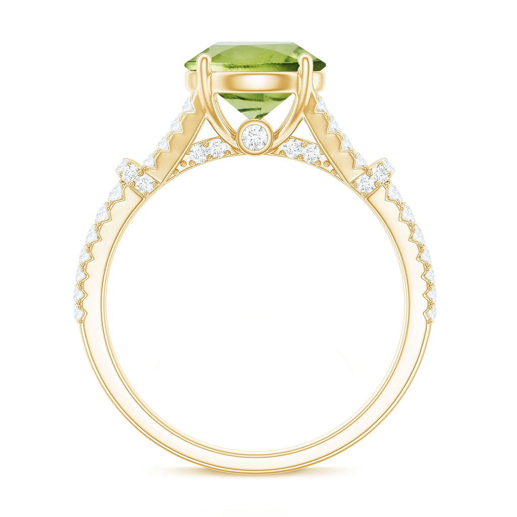 Peridot Solitaire Engagement Ring with Moissanite in Split Shank