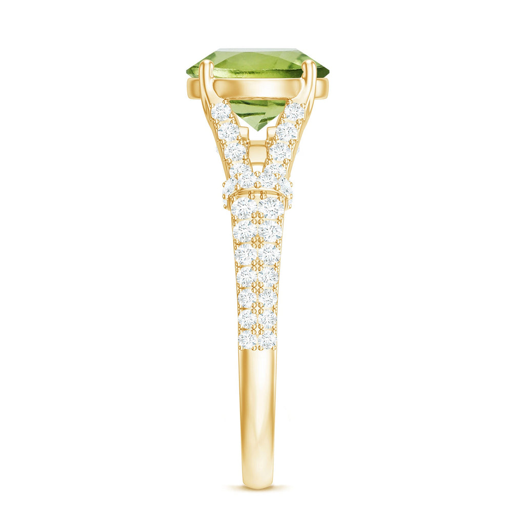Peridot Solitaire Engagement Ring with Moissanite in Split Shank
