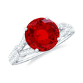 Lab Created Ruby and Diamond Split Shank Engagement Ring