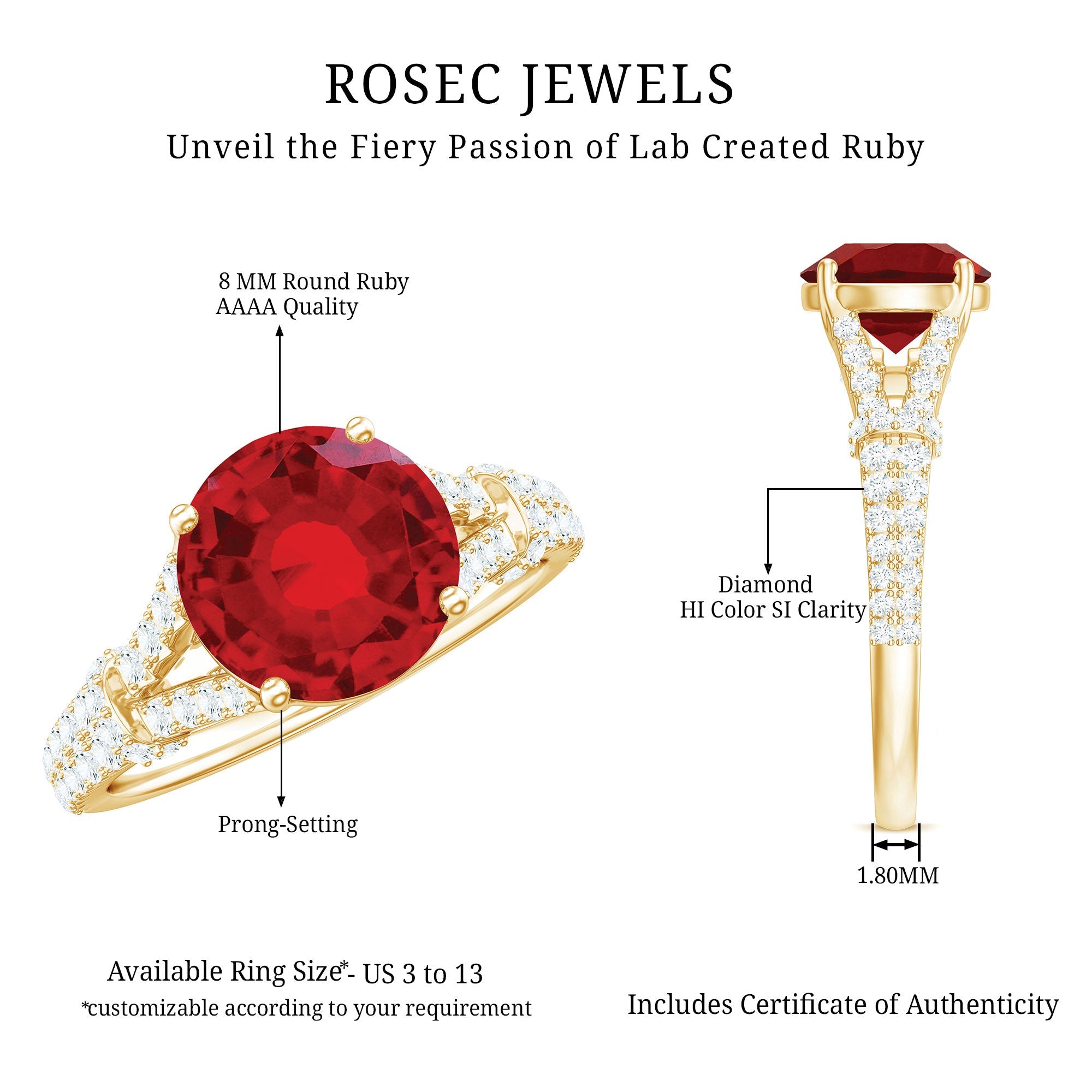 Lab Created Ruby and Diamond Split Shank Engagement Ring