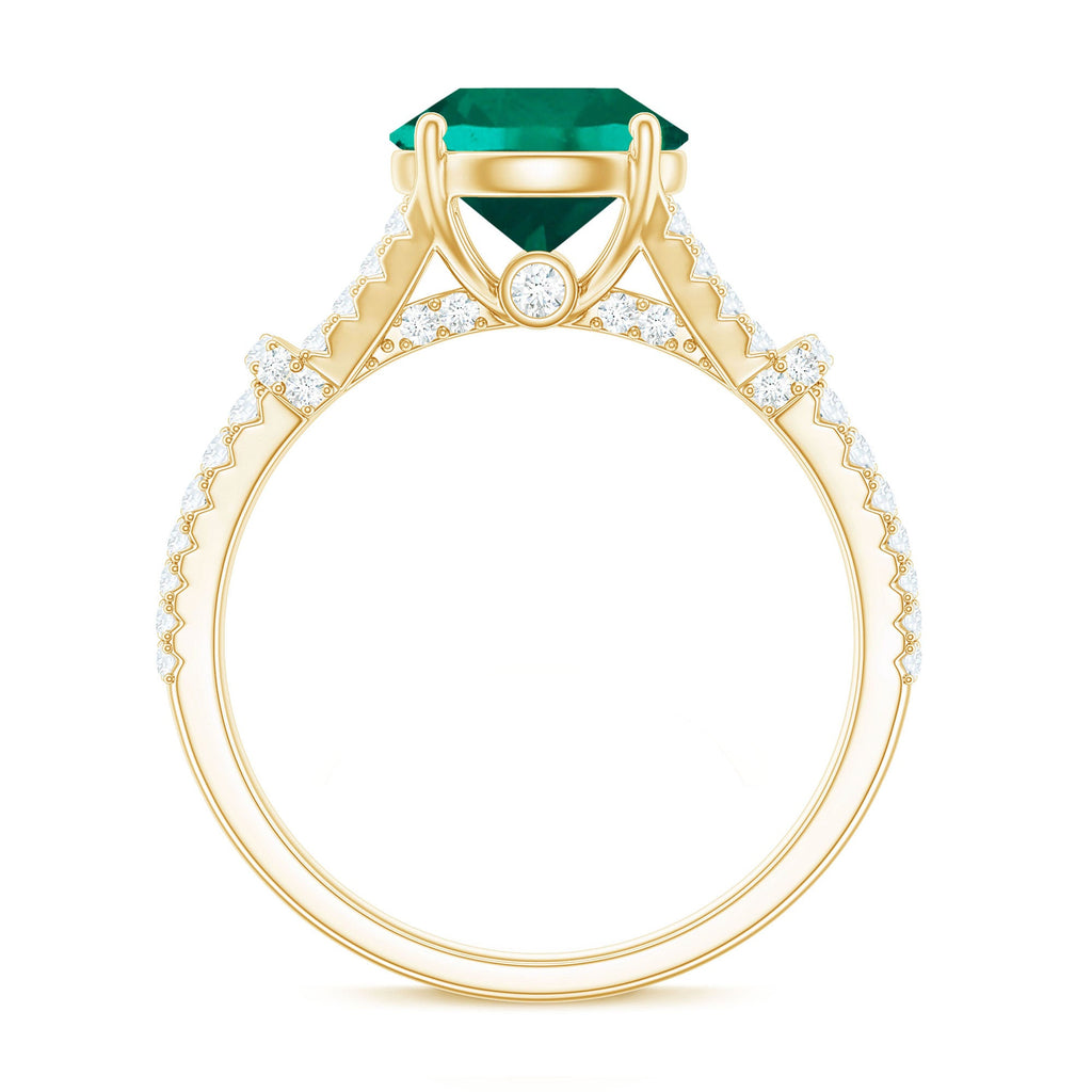 Classic Lab Grown Emerald Diamond Engagement Ring with Split Shank