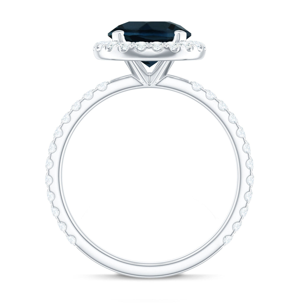 8MM London Blue Topaz Classic Engagement Ring with Diamond