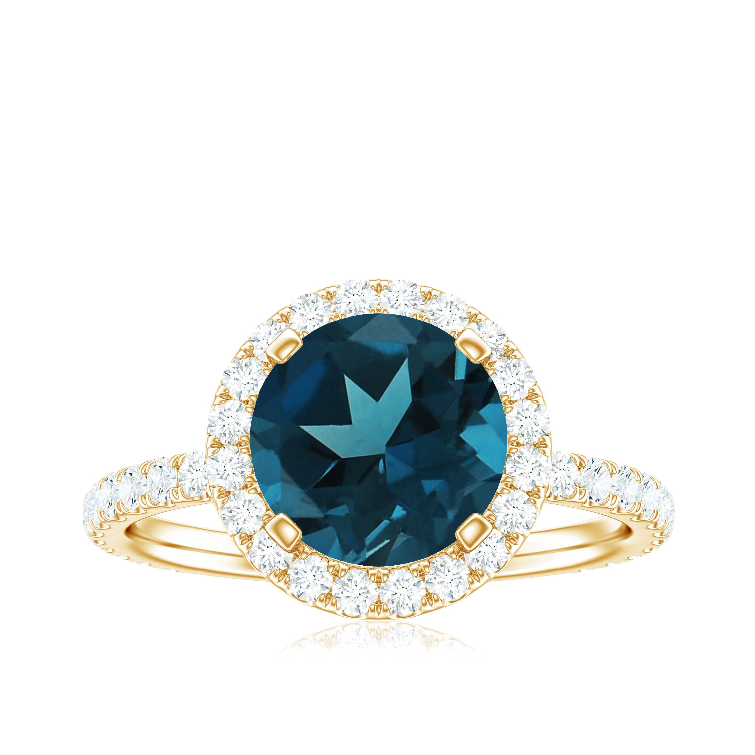 8MM London Blue Topaz Classic Engagement Ring with Diamond