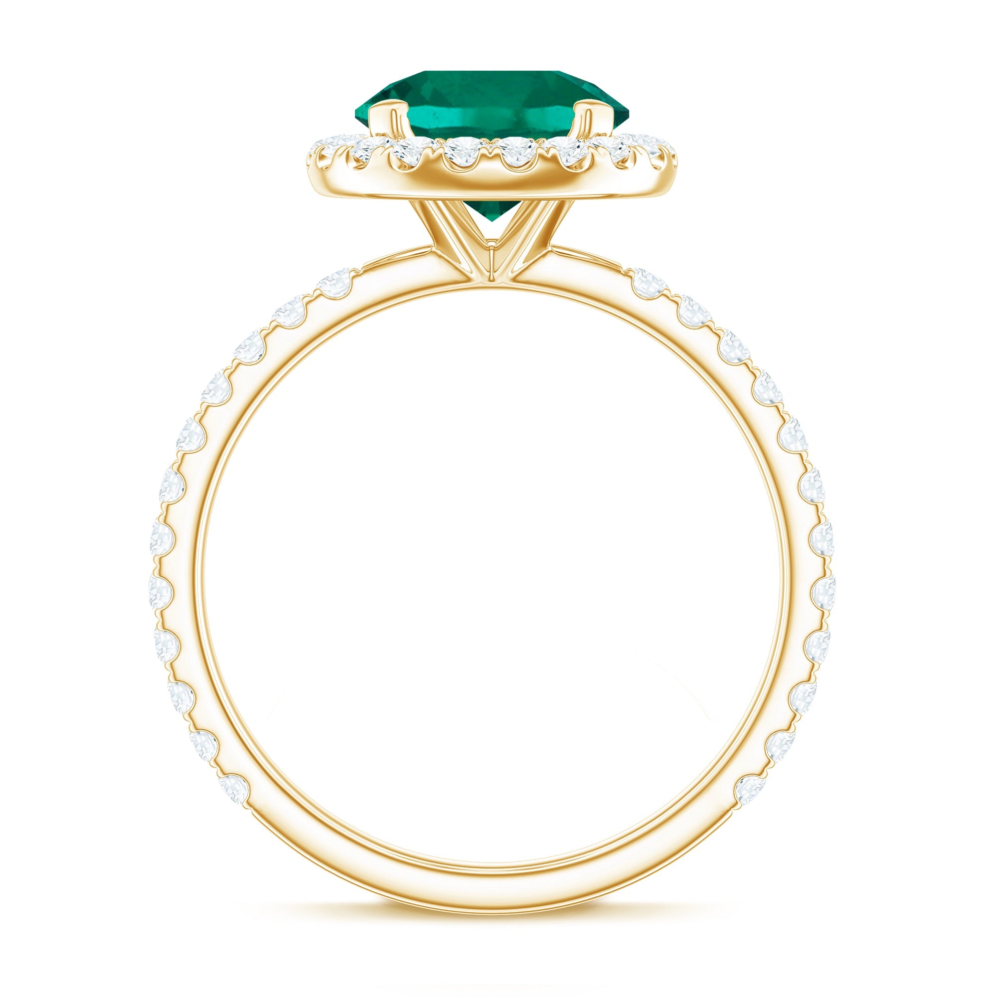 Certified 8 mm Lab Grown Emerald Classic Engagement Ring with Halo