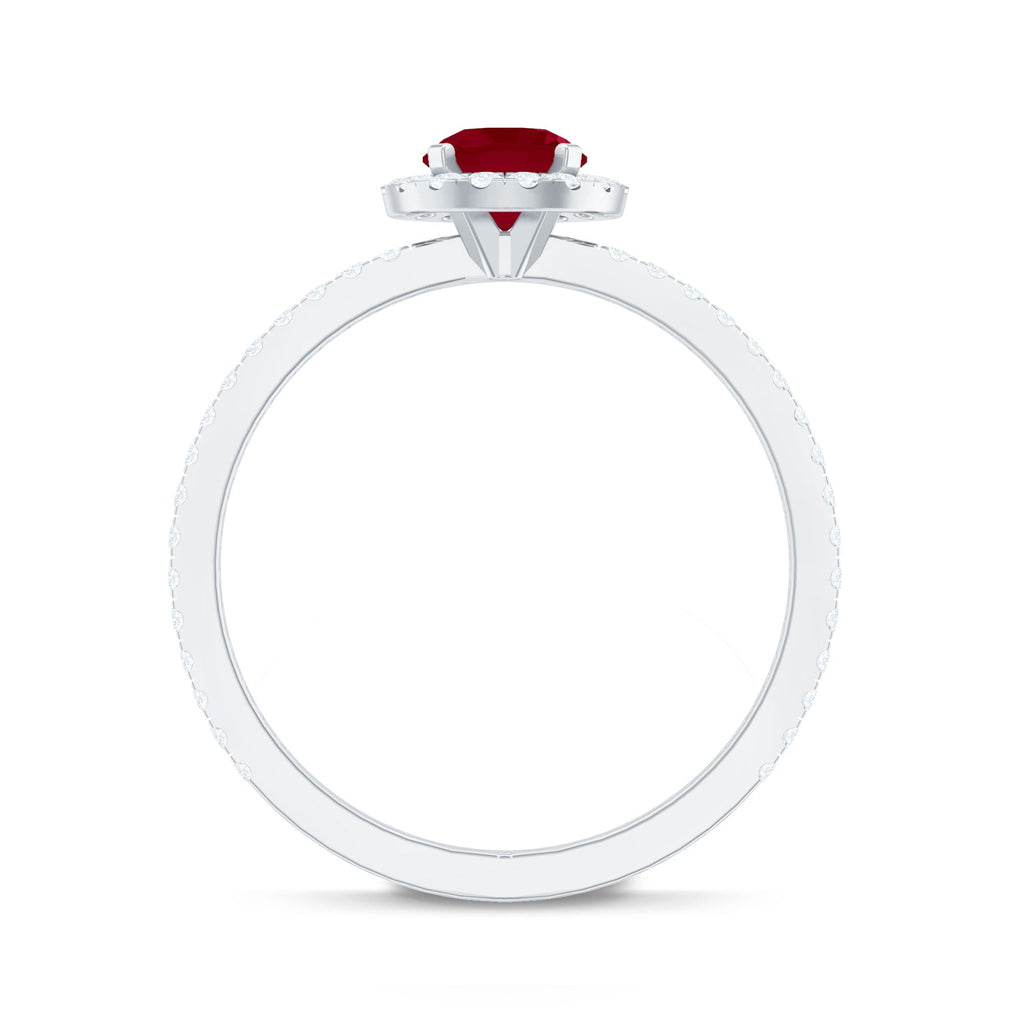 1 CT Minimal Ruby and Diamond Engagement Ring