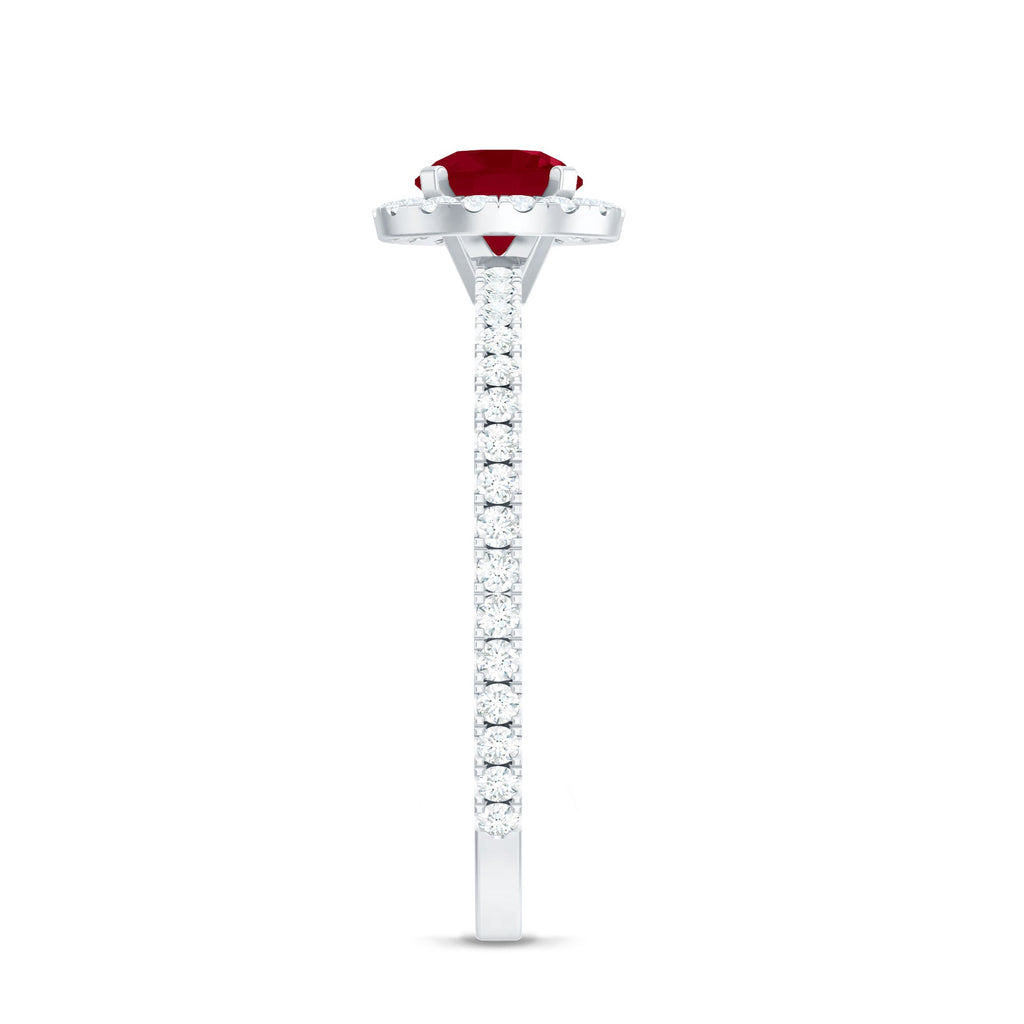 1 CT Minimal Ruby and Diamond Engagement Ring