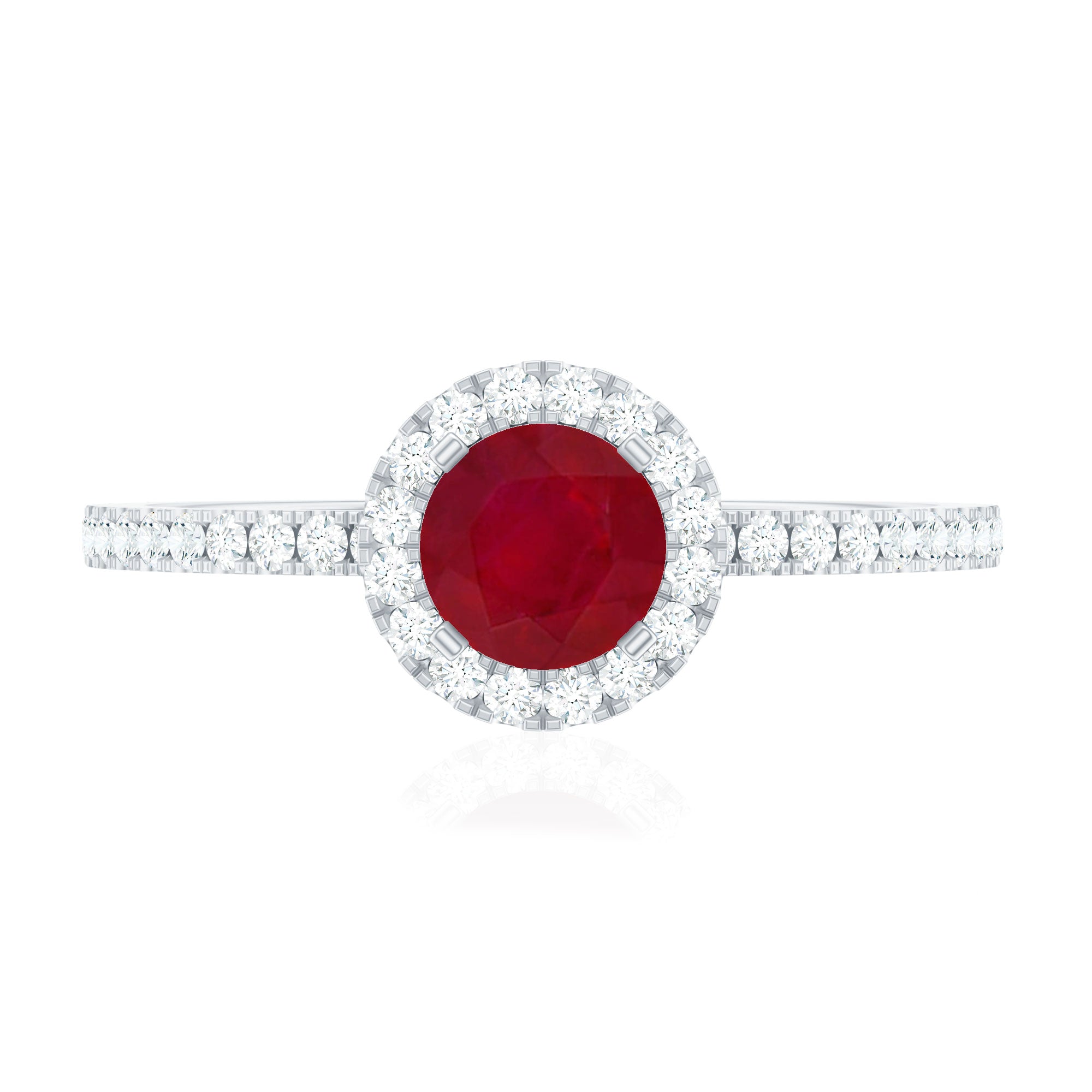 1 CT Minimal Ruby and Diamond Engagement Ring