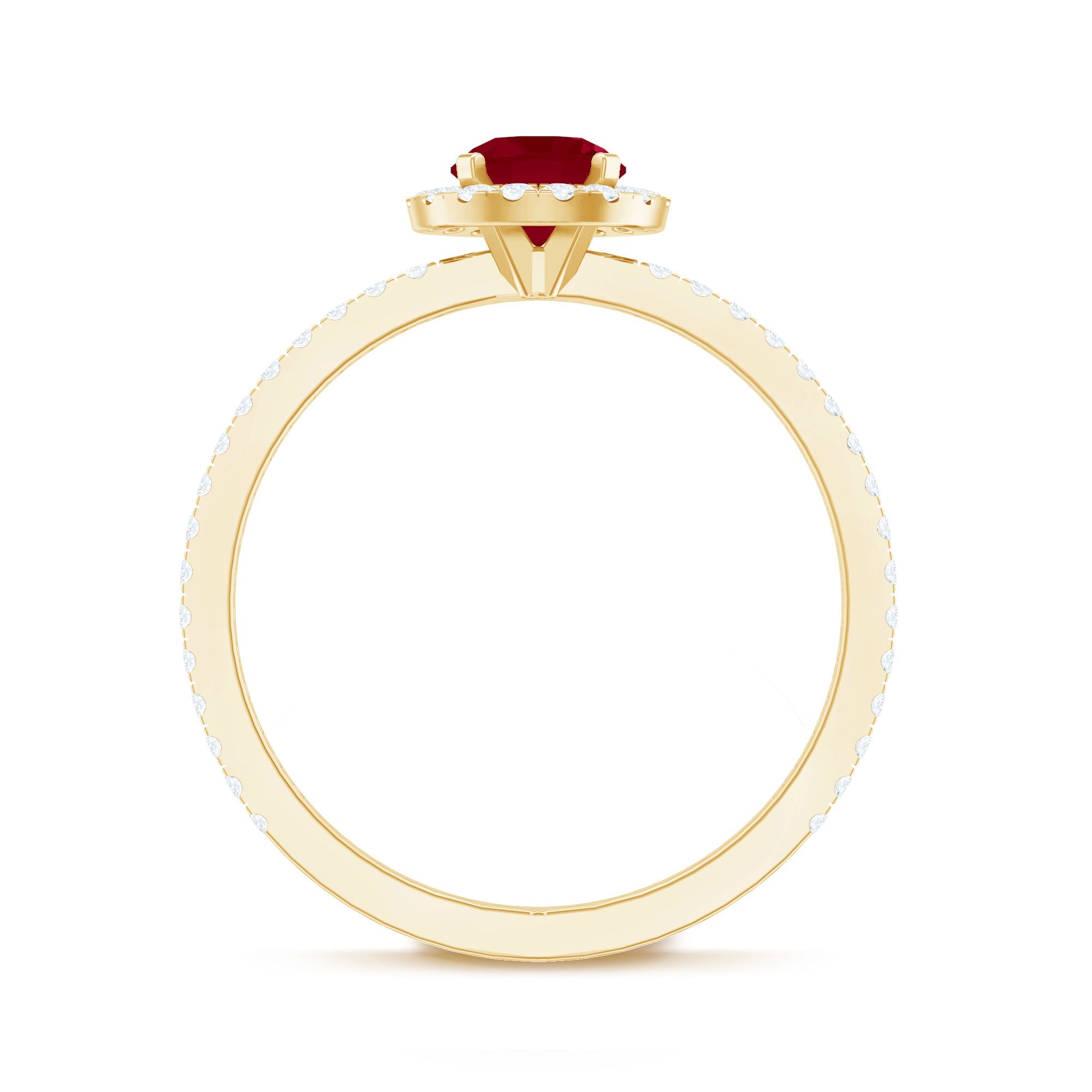 1 CT Minimal Ruby and Diamond Engagement Ring