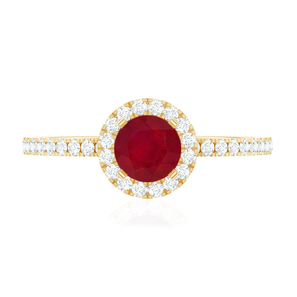 1 CT Minimal Ruby and Diamond Engagement Ring