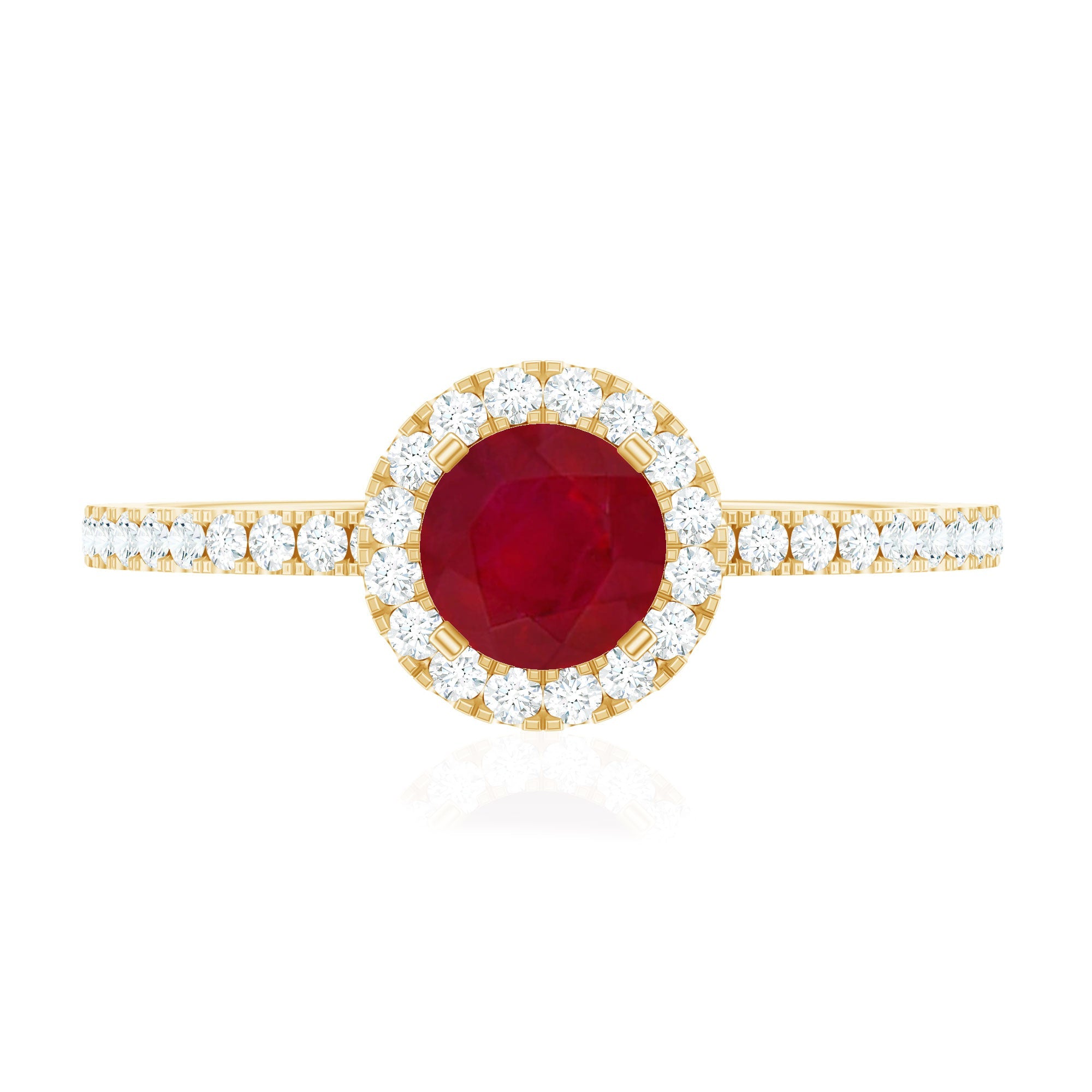 1 CT Minimal Ruby and Diamond Engagement Ring