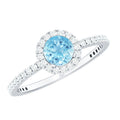 Genuine Blue Aquamarine Ring with Diamond Accent