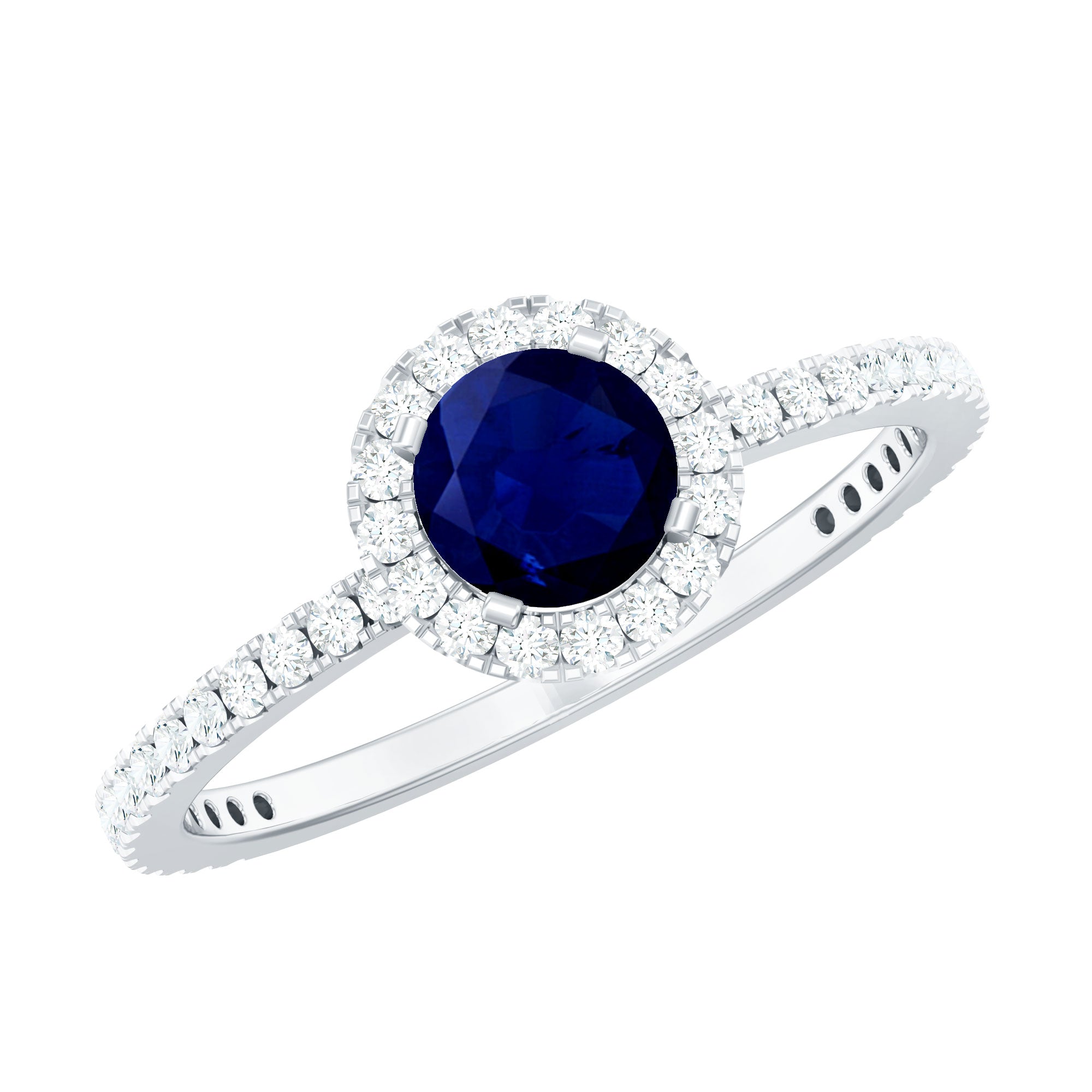 Minimal Blue Sapphire and Diamond Engagement Ring