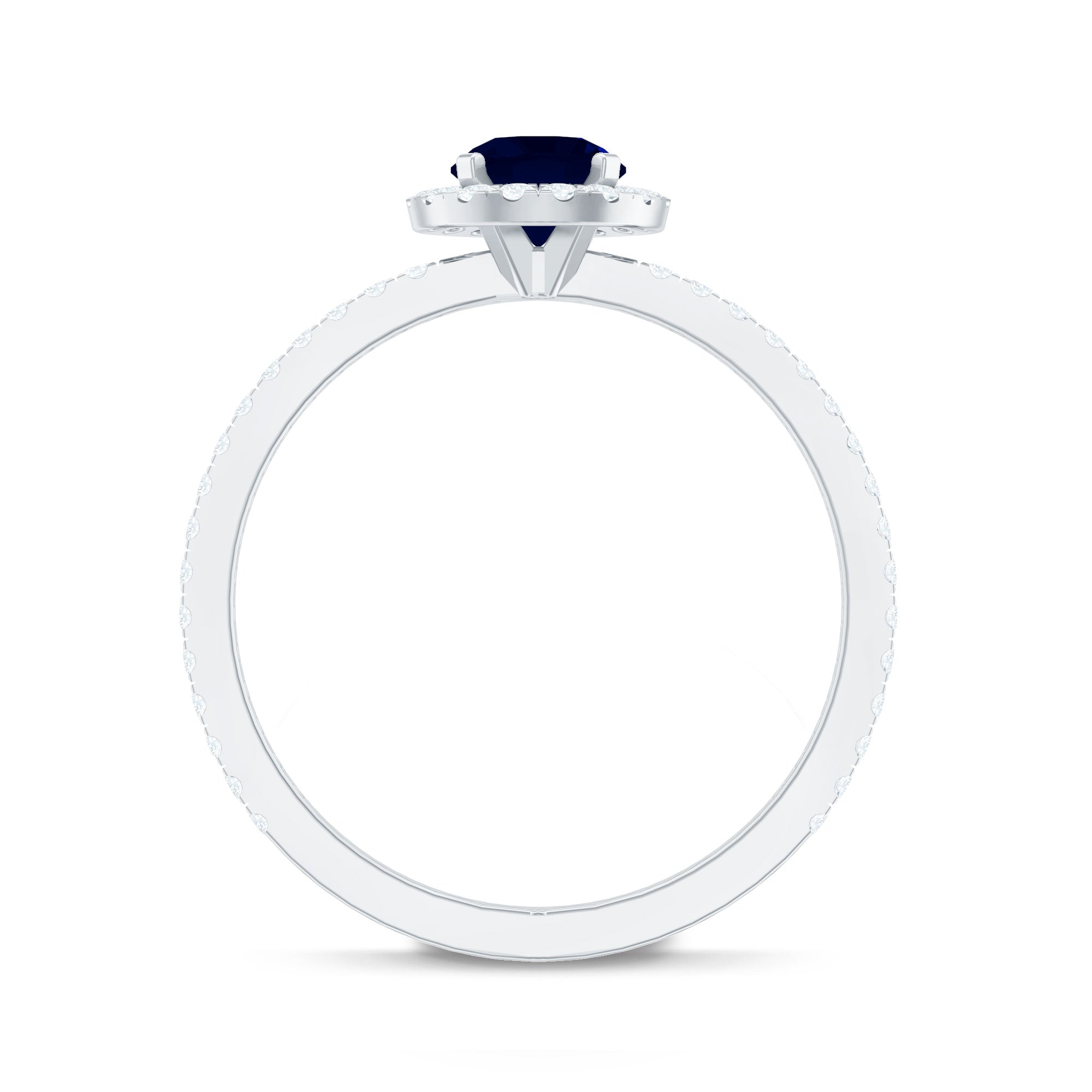 Minimal Blue Sapphire and Diamond Engagement Ring