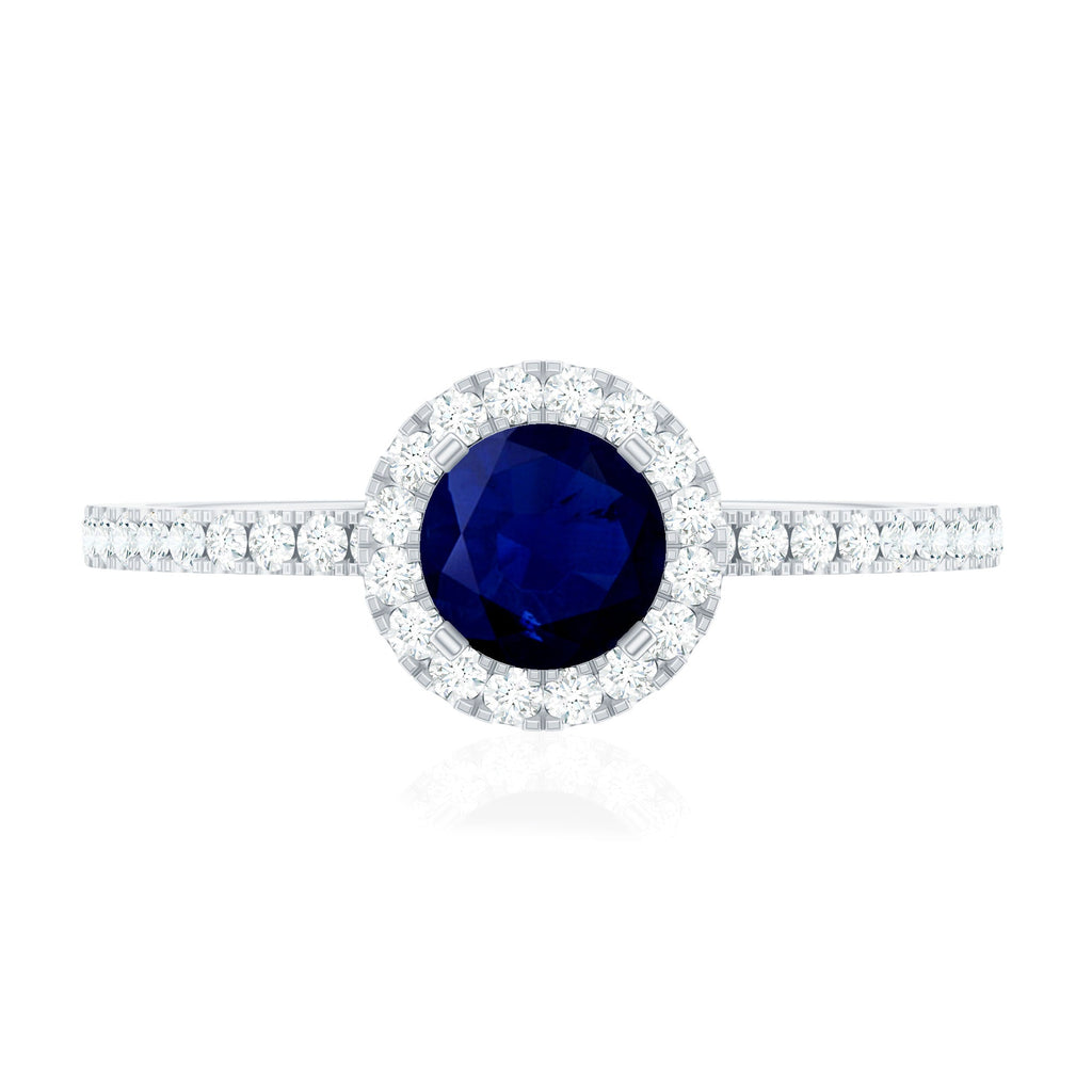 Minimal Blue Sapphire and Diamond Engagement Ring