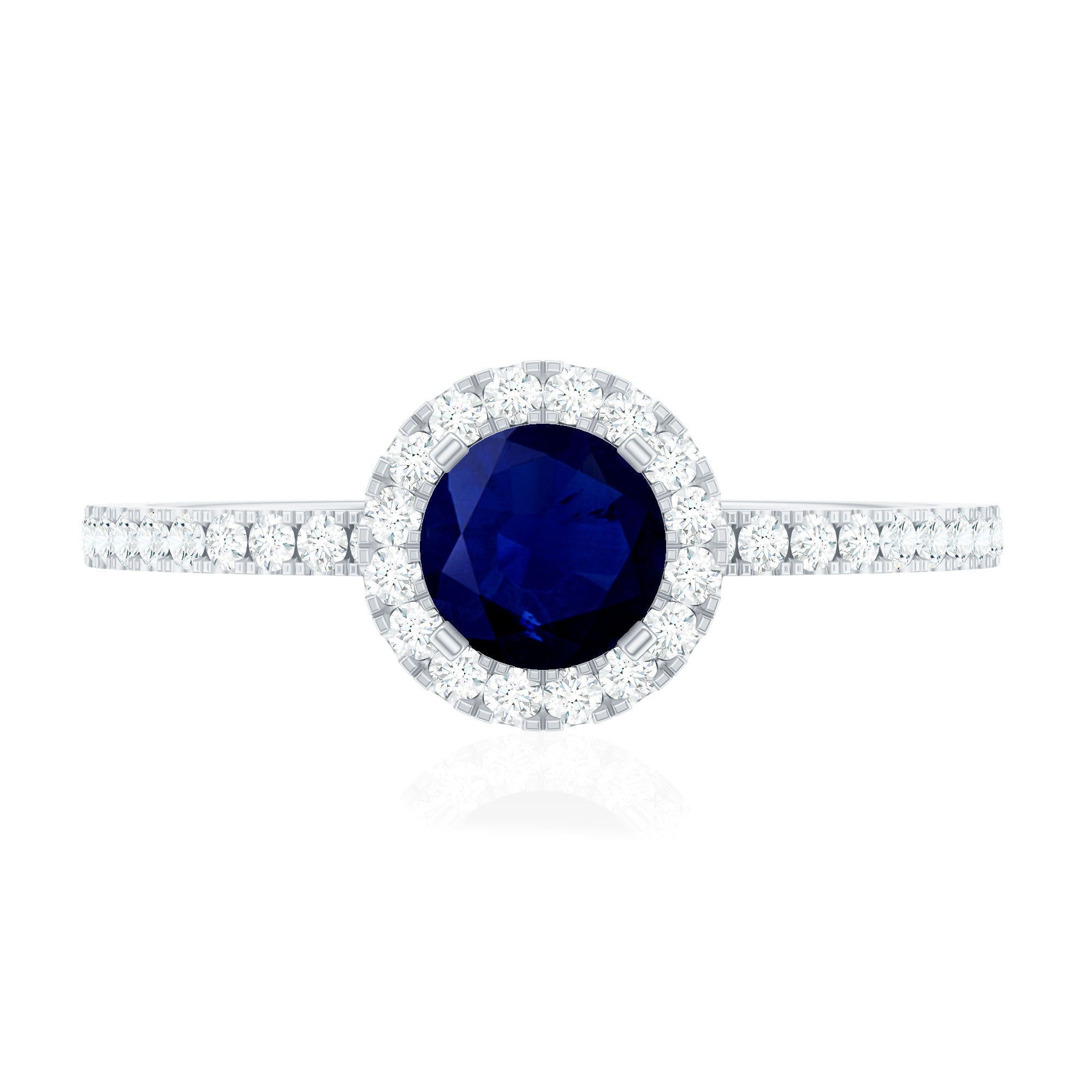 Minimal Blue Sapphire and Diamond Engagement Ring