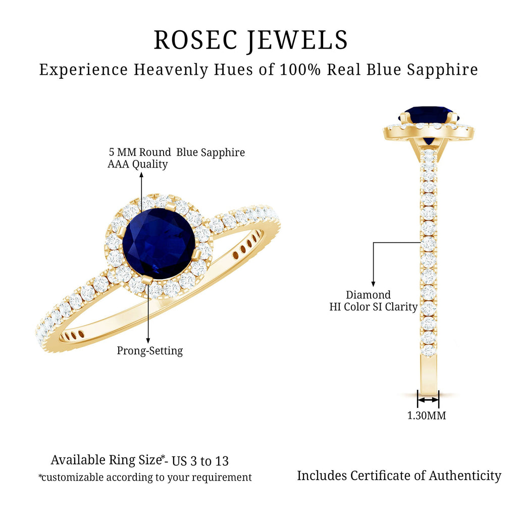 Minimal Blue Sapphire and Diamond Engagement Ring