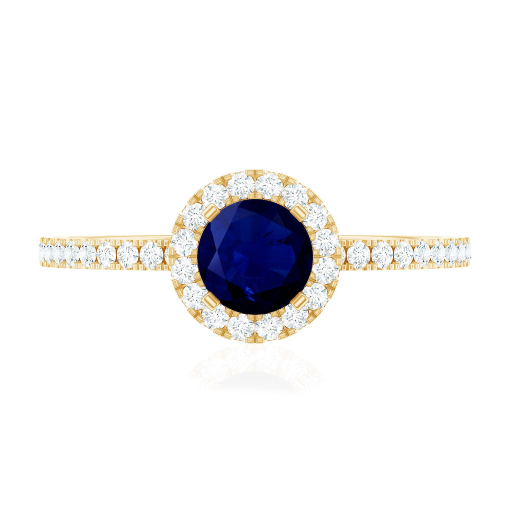 Minimal Blue Sapphire and Diamond Engagement Ring