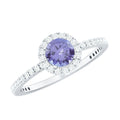 Womens Tanzanite Halo Ring with Diamond