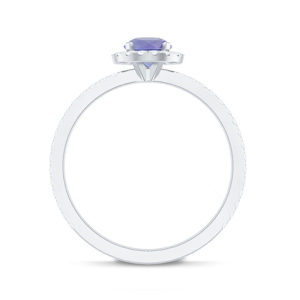 Womens Tanzanite Halo Ring with Diamond