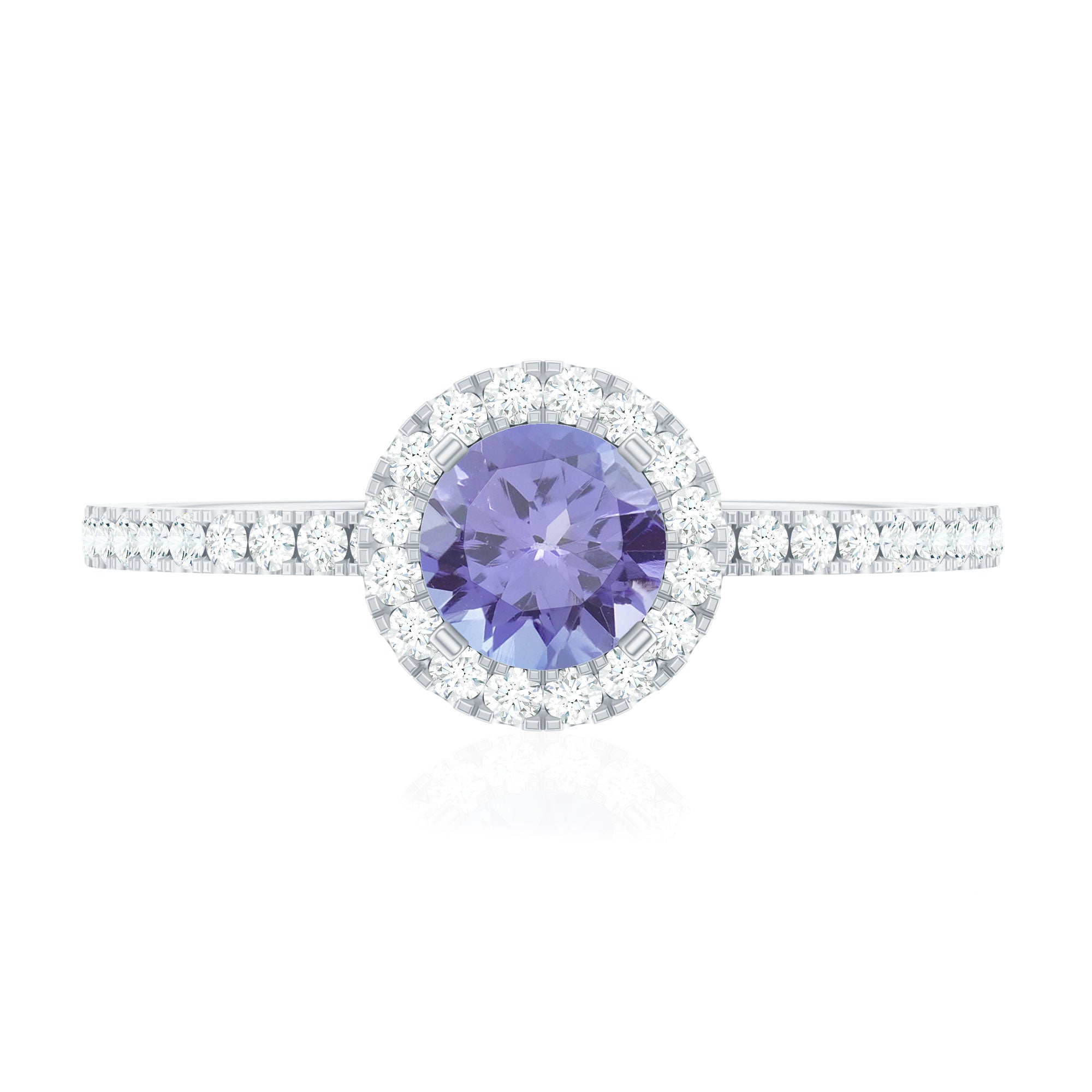 Womens Tanzanite Halo Ring with Diamond