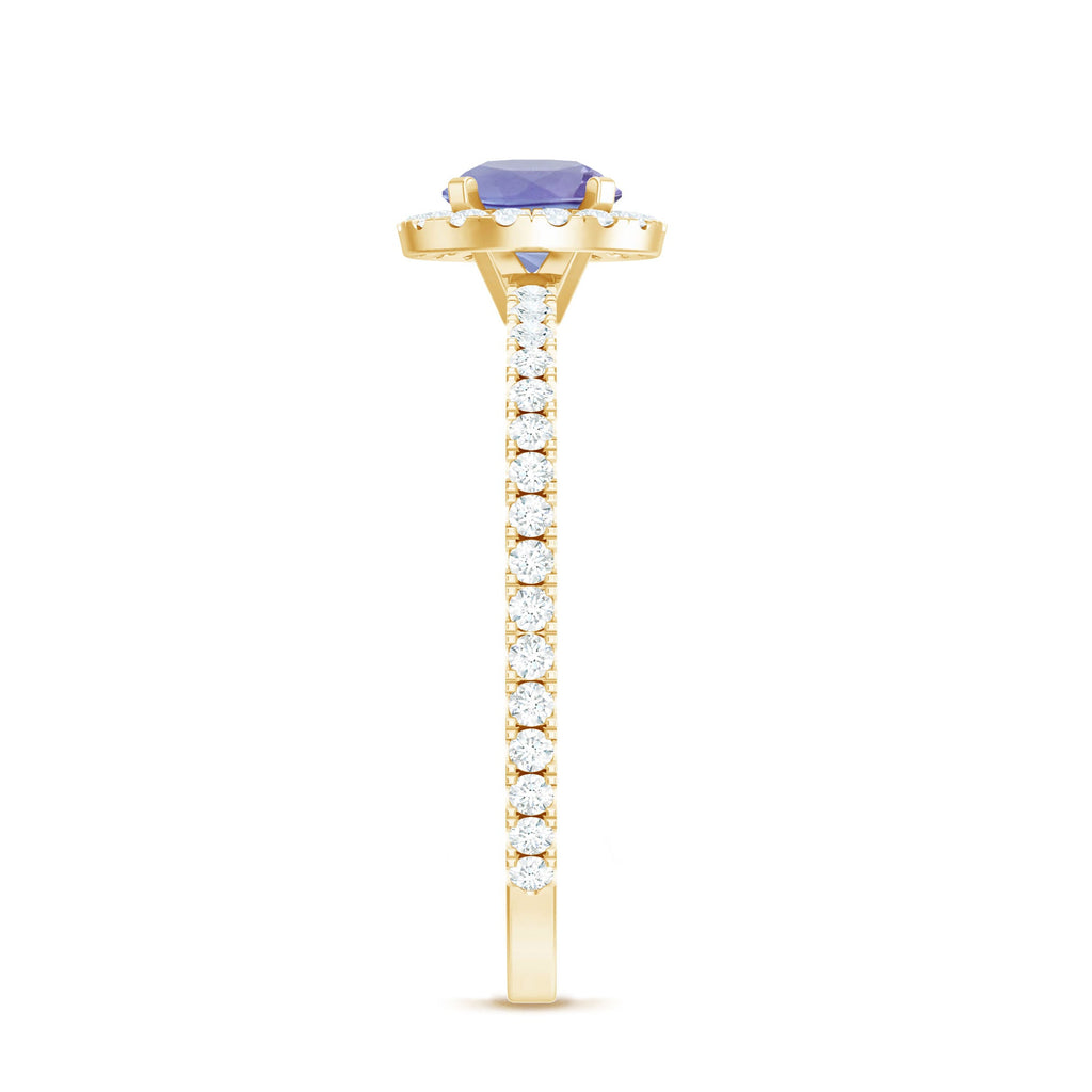 Womens Tanzanite Halo Ring with Diamond
