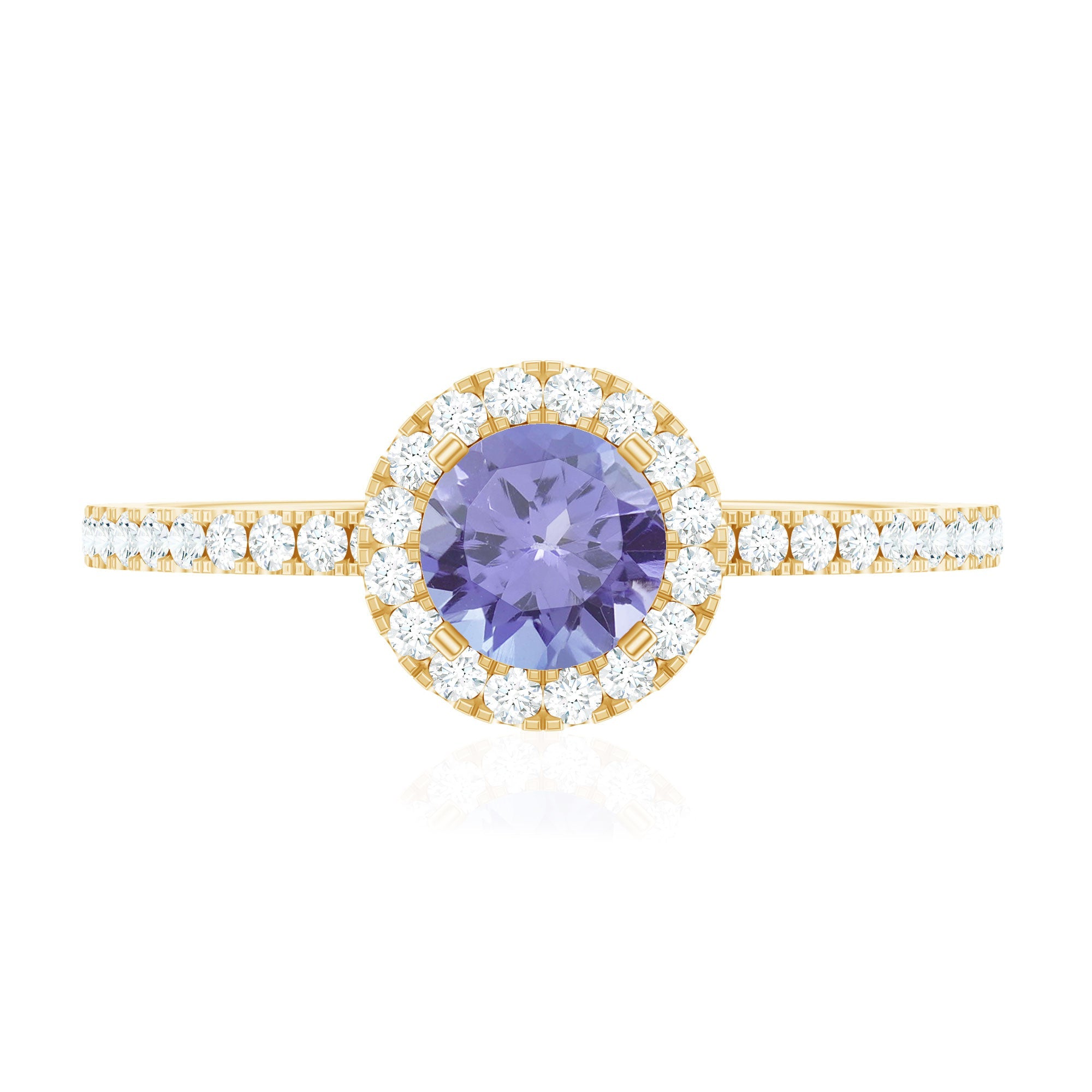 Womens Tanzanite Halo Ring with Diamond