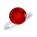 10 MM Lab Created Ruby Solitaire Engagement Ring With Real Diamonds