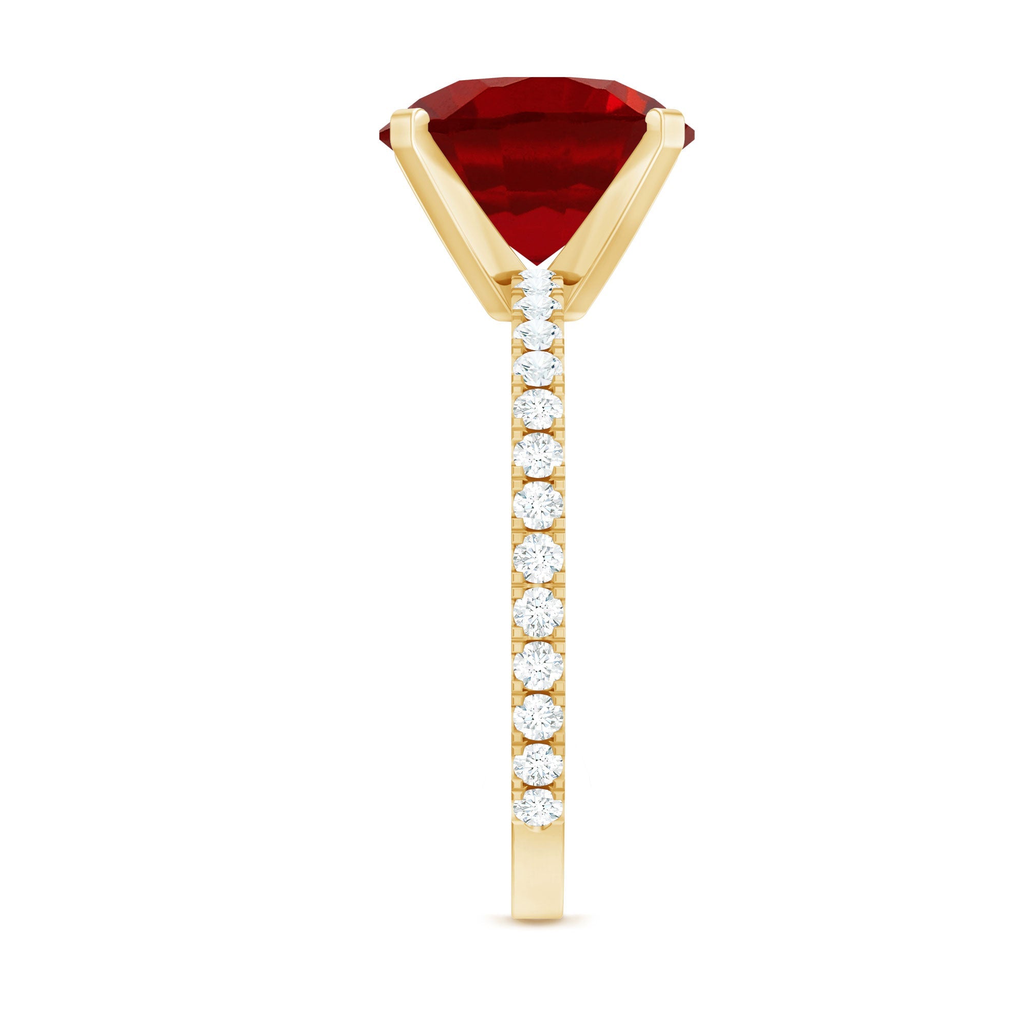 10 MM Lab Created Ruby Solitaire Engagement Ring With Real Diamonds