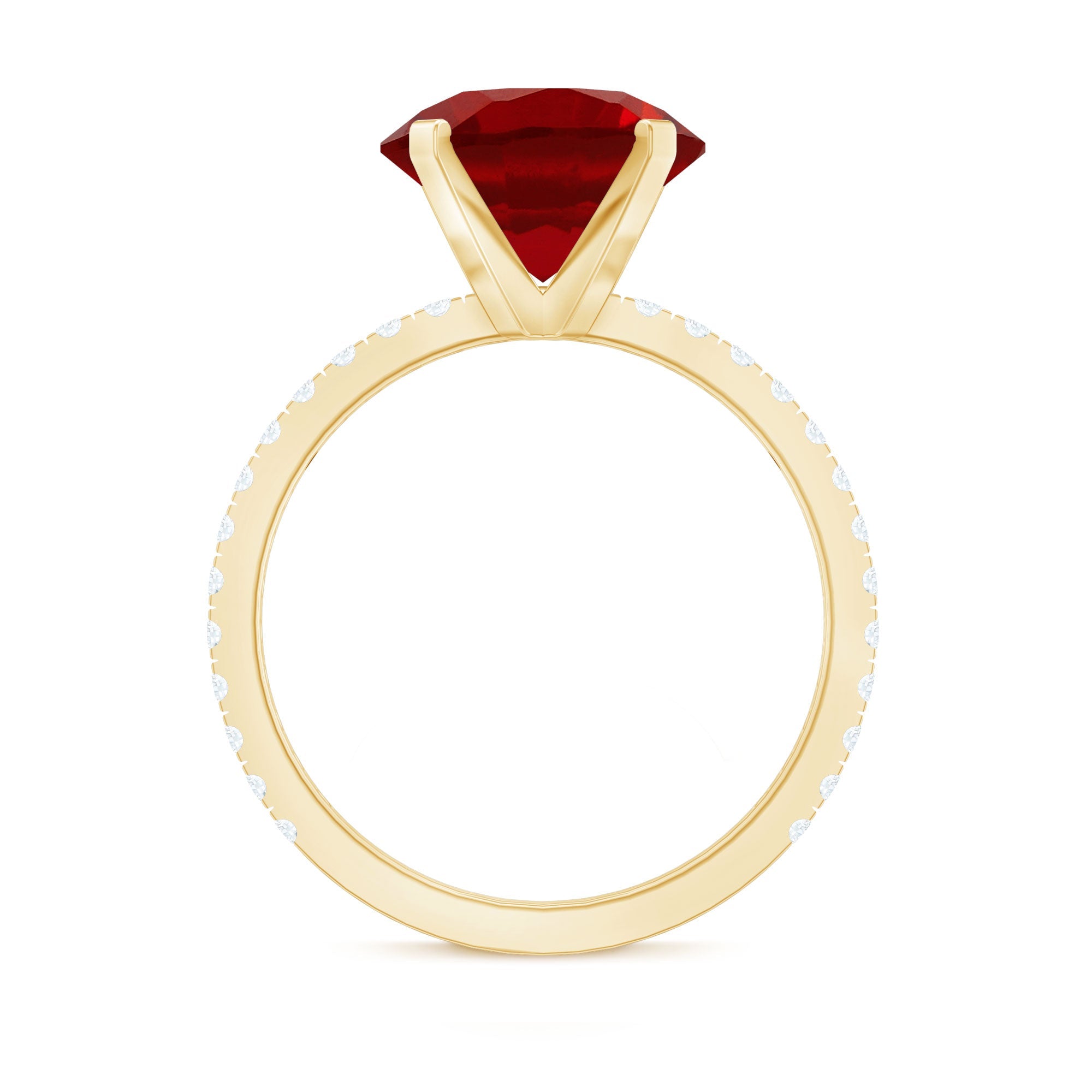 10 MM Lab Created Ruby Solitaire Engagement Ring With Real Diamonds