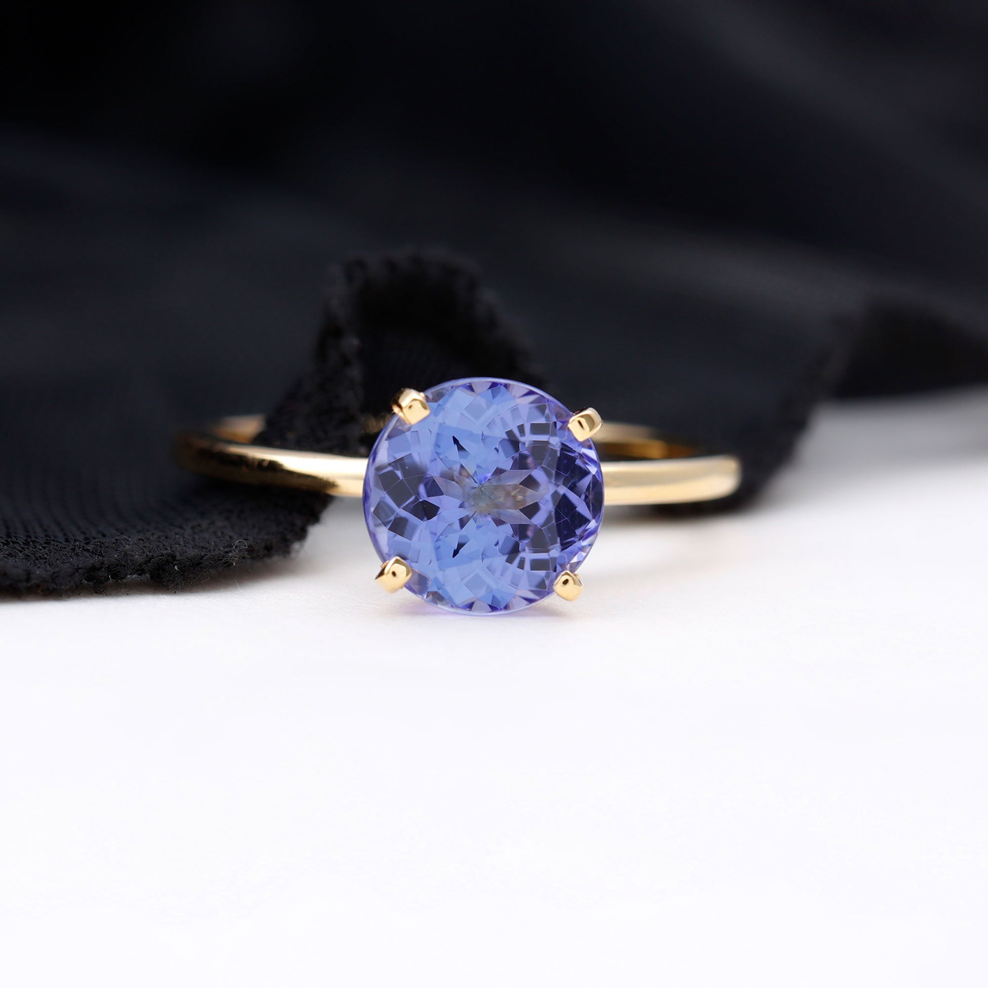 3 Carat Lab Grown Tanzanite Solitaire Engagement Ring