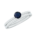 Blue Sapphire Bridal Ring Set (0.95 CT) with Diamond Bands