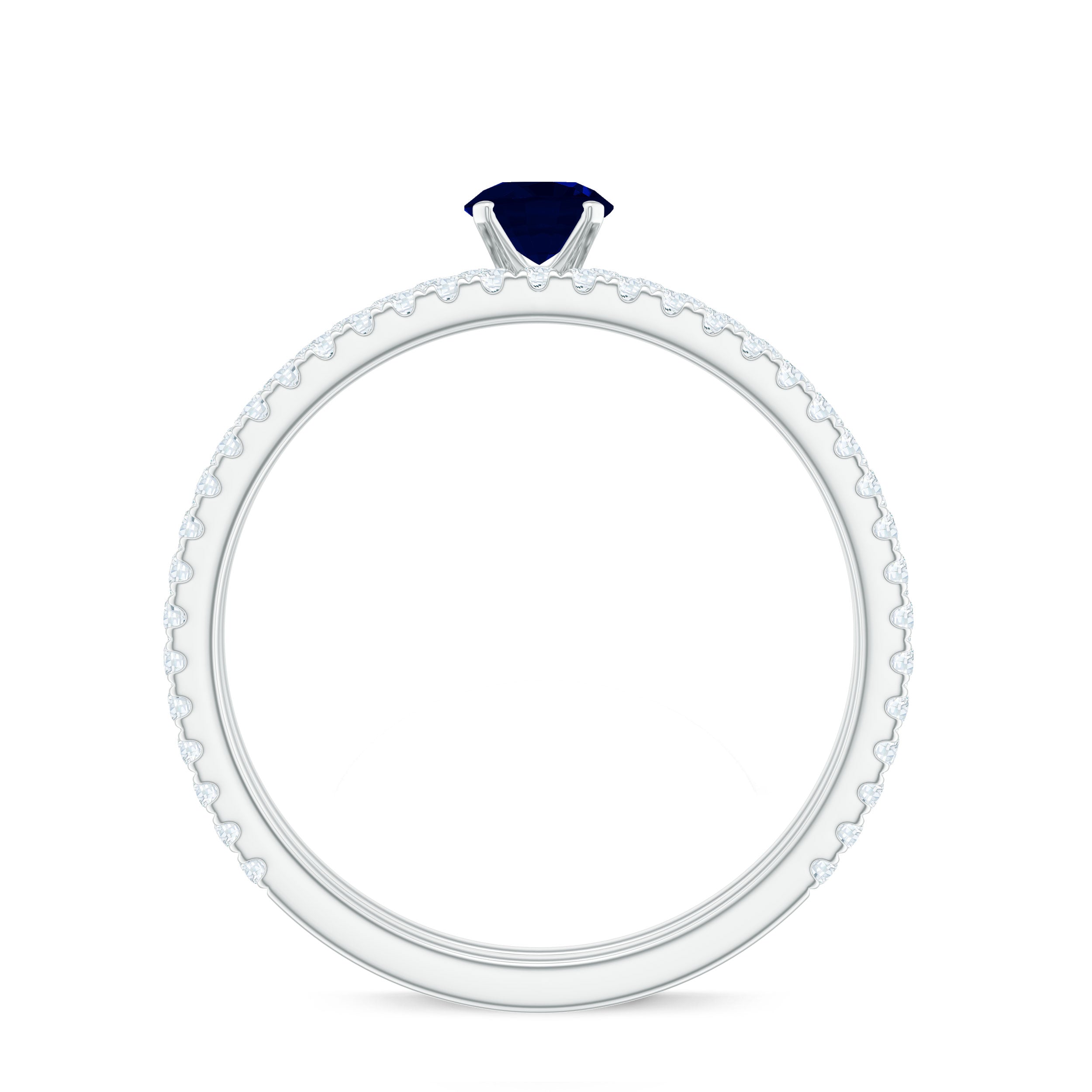 Blue Sapphire Bridal Ring Set (0.95 CT) with Diamond Bands