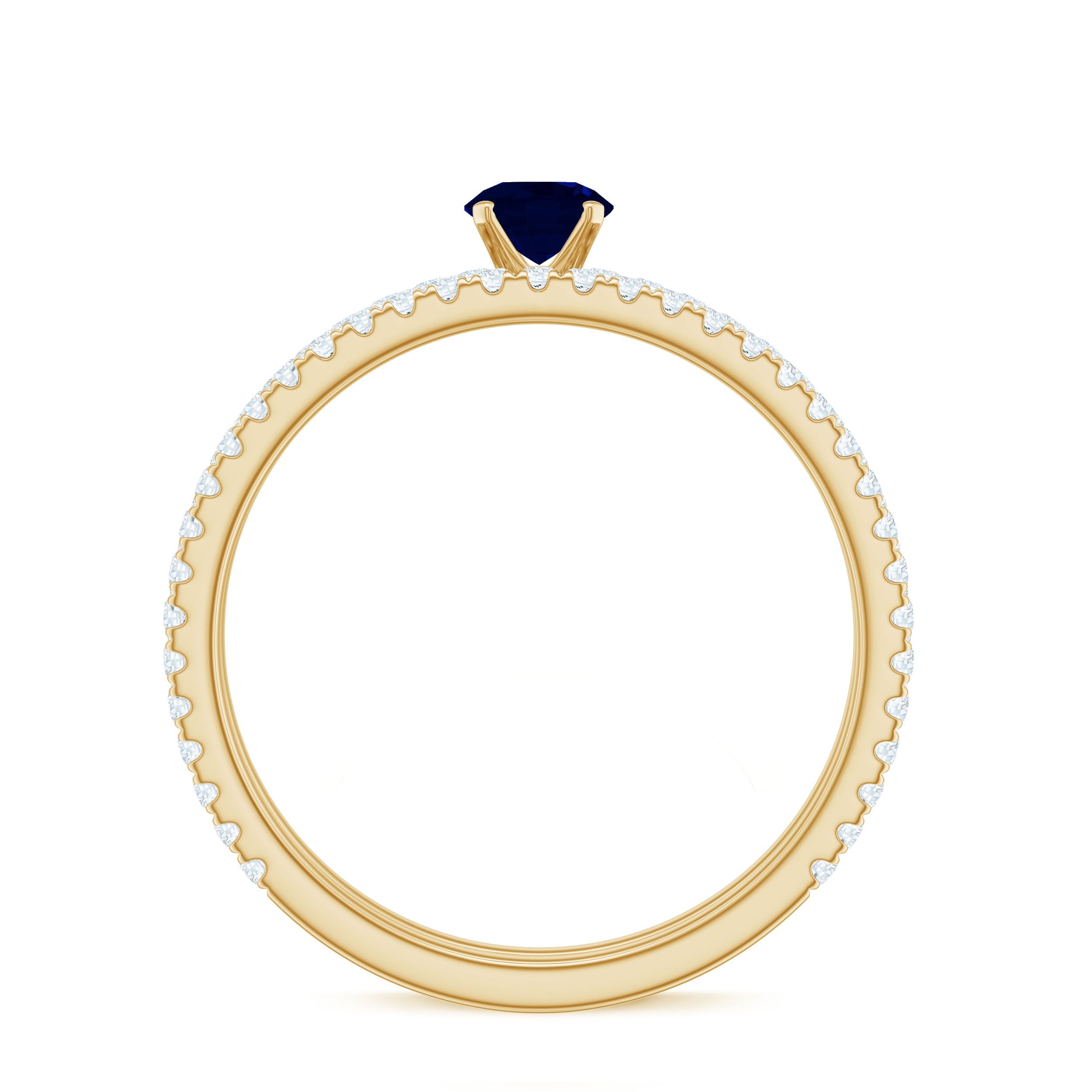 Blue Sapphire Bridal Ring Set (0.95 CT) with Diamond Bands