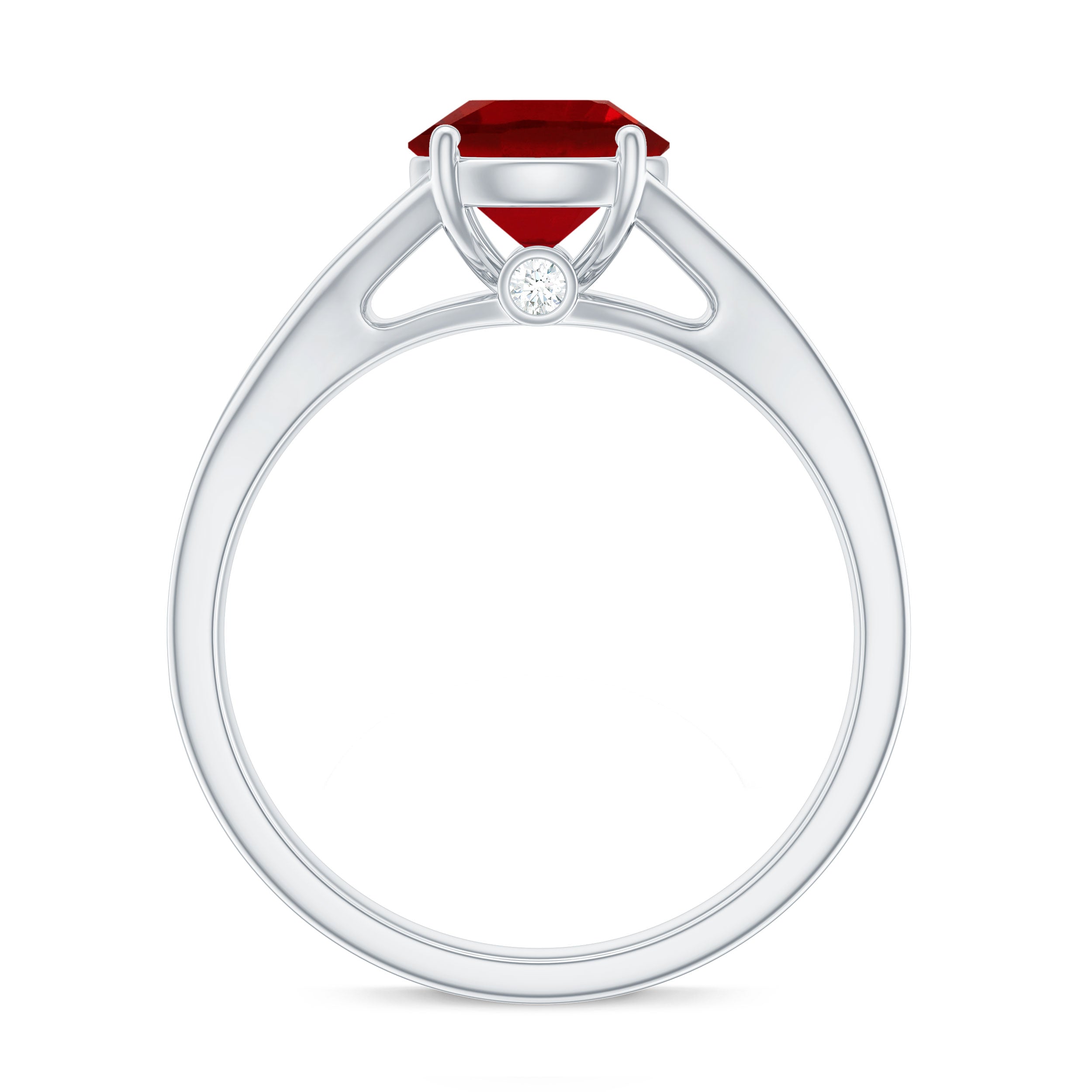 Lab Created Ruby and Diamond Engagement Ring in Split Shank