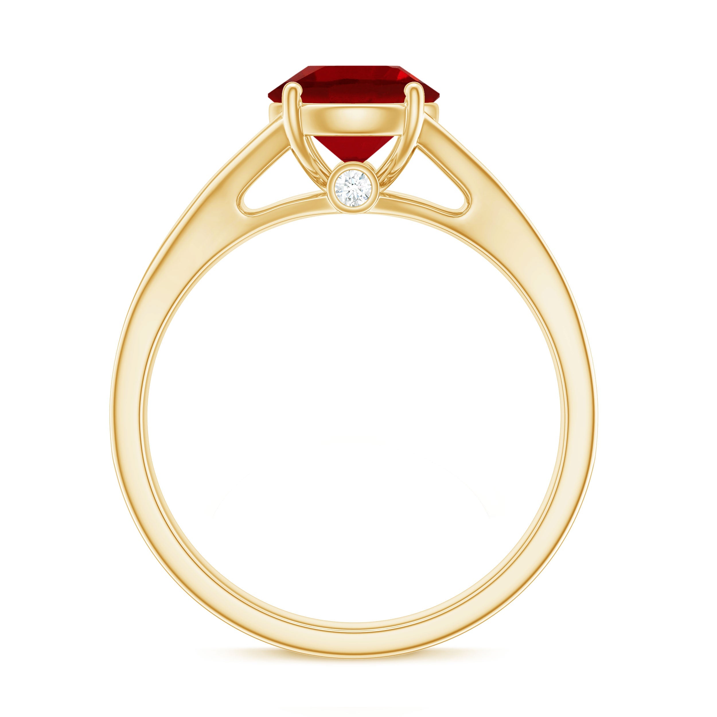 Lab Created Ruby and Diamond Engagement Ring in Split Shank