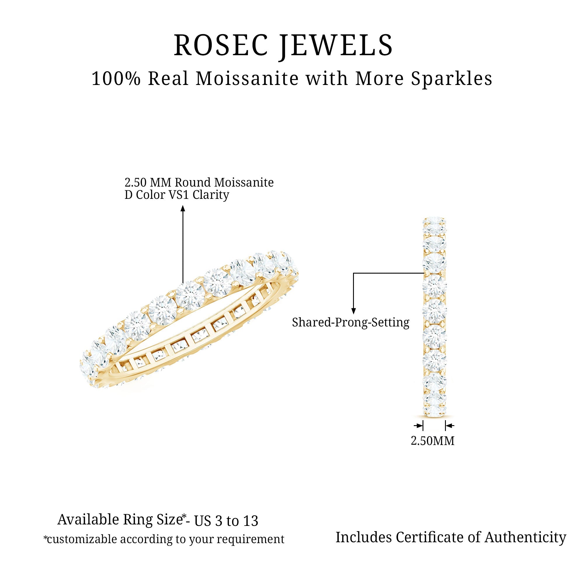 Brilliant Cut Round Moissanite Eternity Anniversary Band