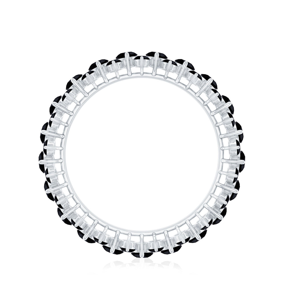 Certified Black Spinel Eternity Band Ring for Women