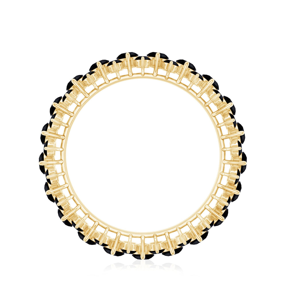 Certified Black Spinel Eternity Band Ring for Women