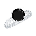 Round Cut Solitaire Black Onyx Engagement Ring with Certificate