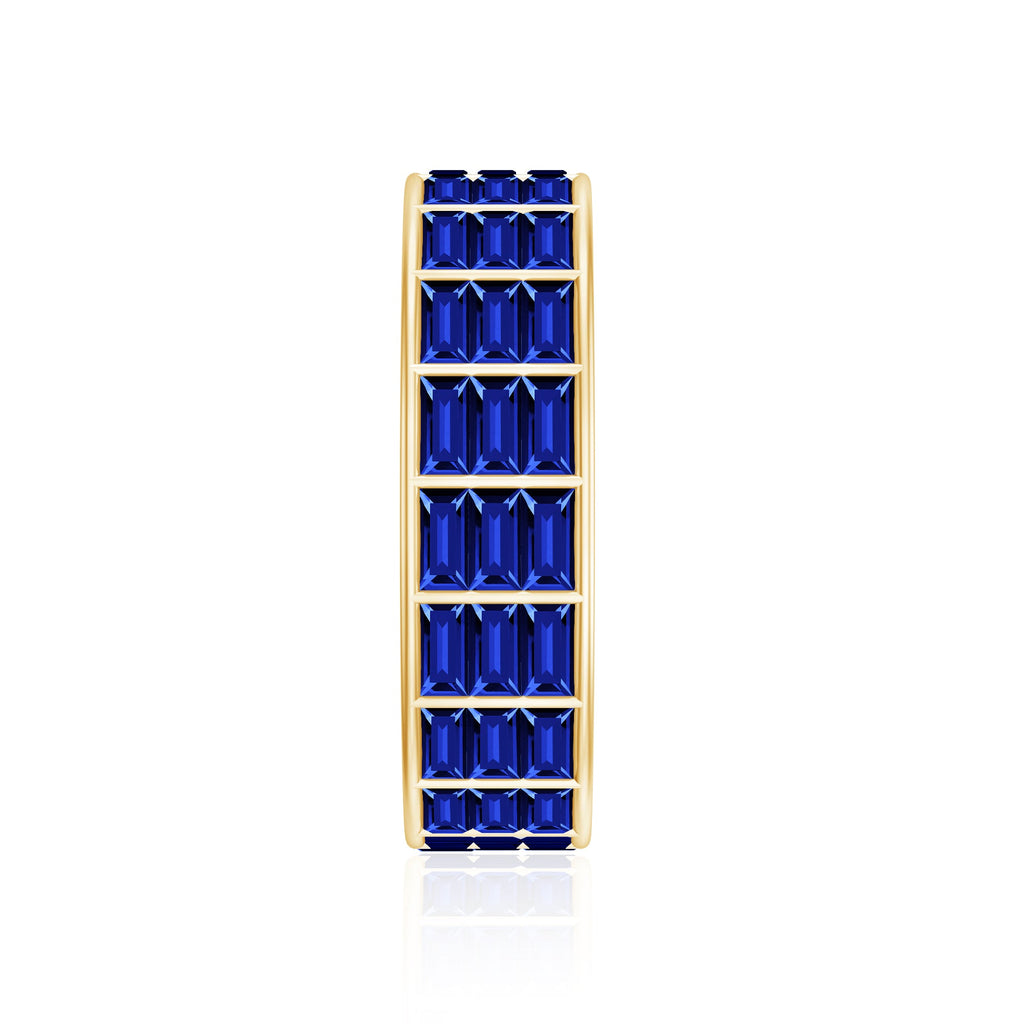 Channel Set Lab Grown Blue Sapphire Wide Eternity Band Ring