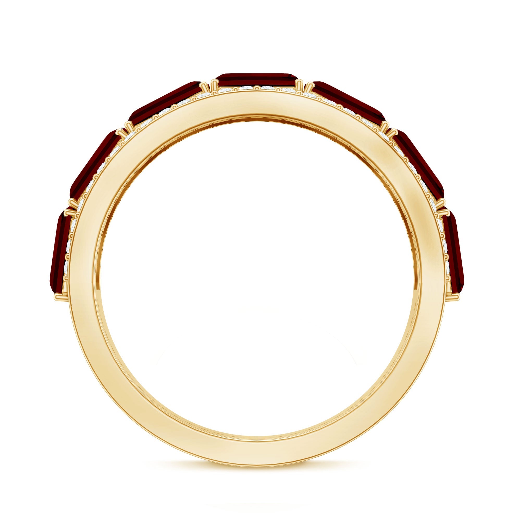 Emerald Cut Created Ruby and Diamond Half Eternity Band