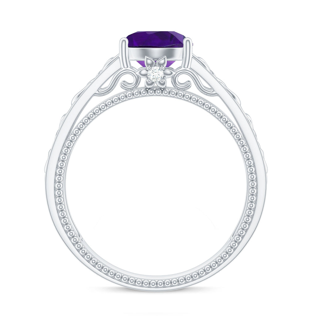 1.25 CT Amethyst Celtic Solitaire Band with Diamond