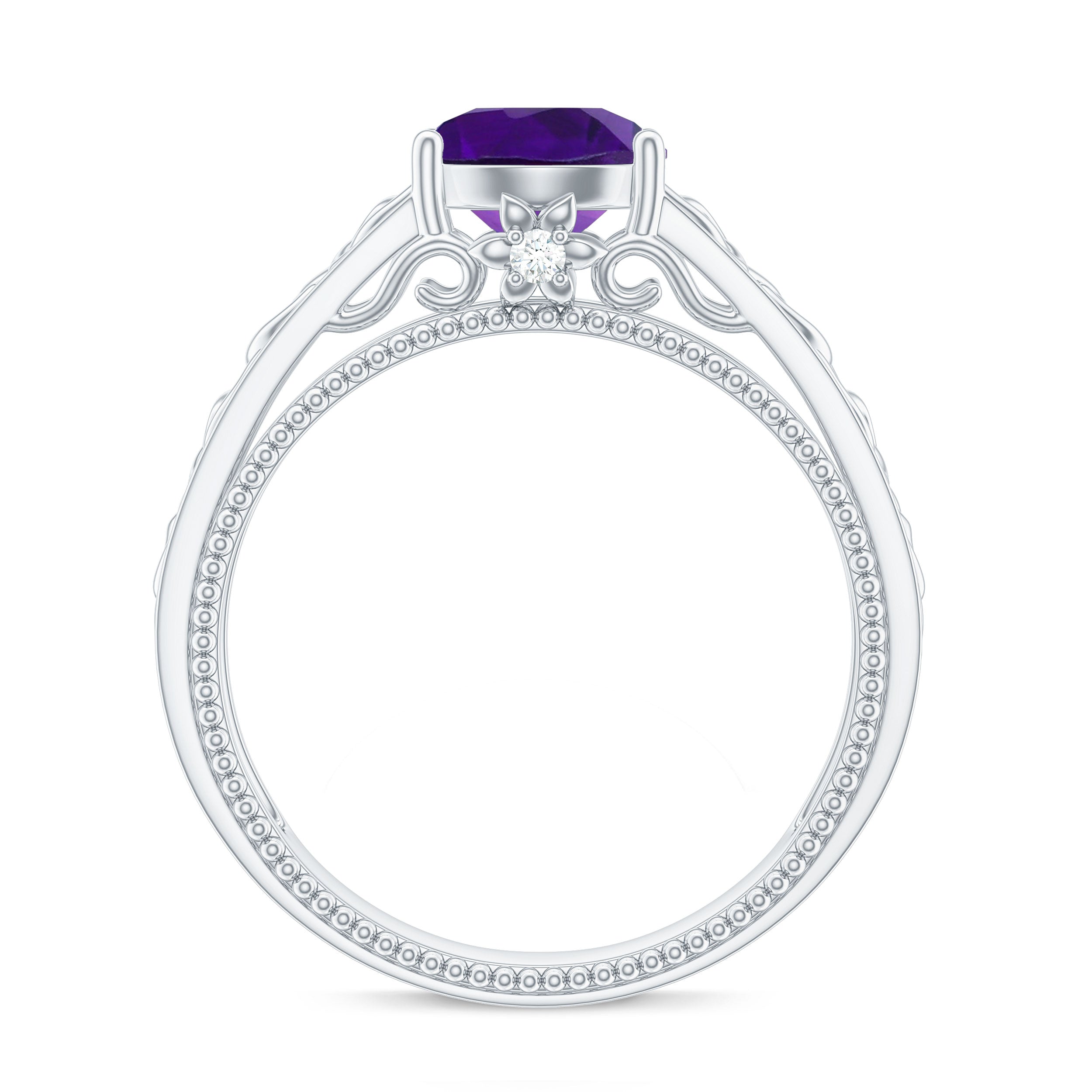 1.25 CT Amethyst Celtic Solitaire Band with Diamond