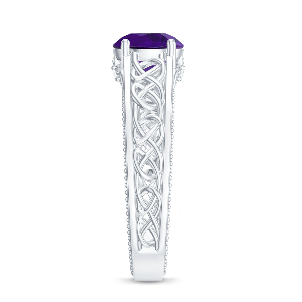 1.25 CT Amethyst Celtic Solitaire Band with Diamond