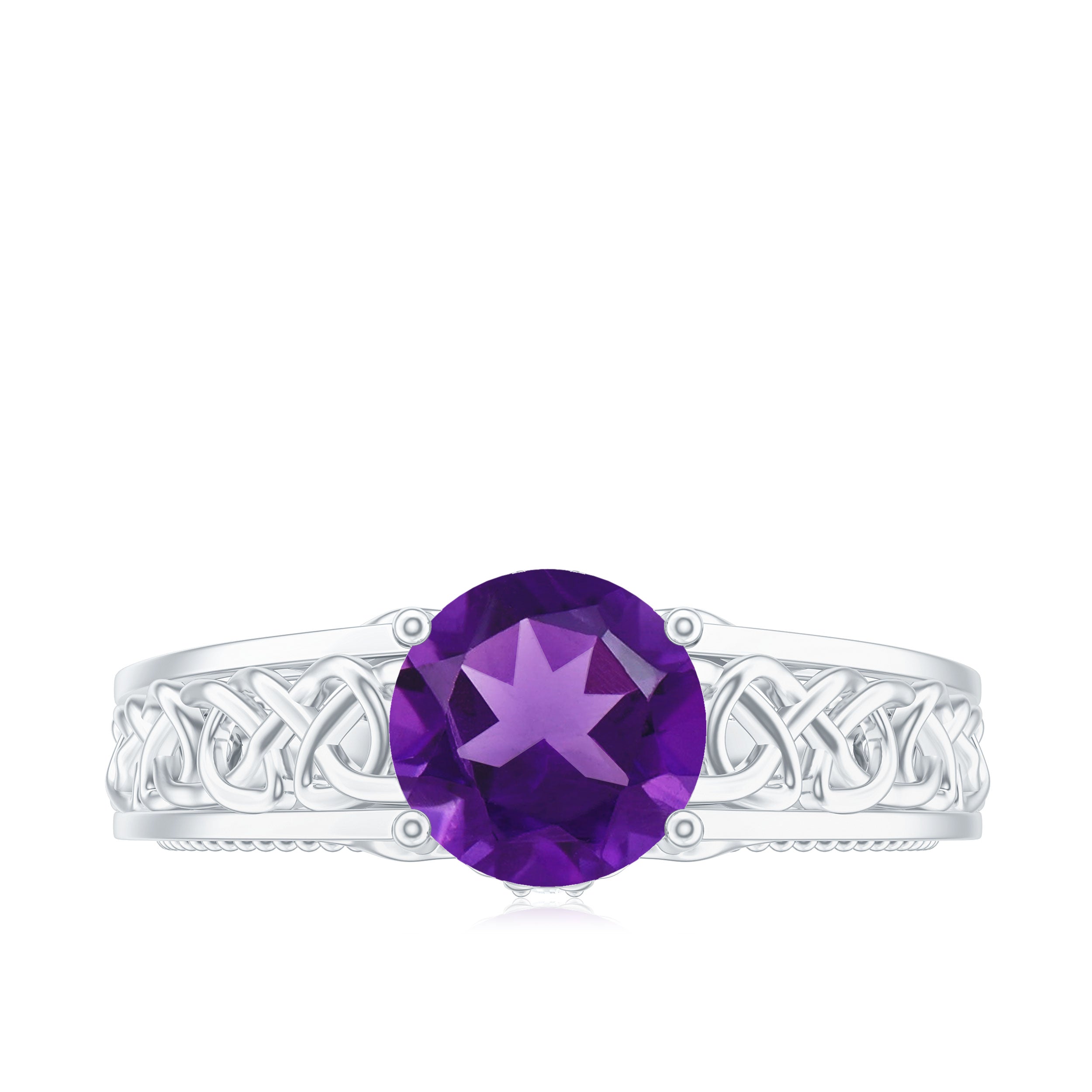 1.25 CT Amethyst Celtic Solitaire Band with Diamond