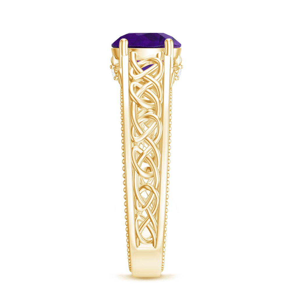 1.25 CT Amethyst Celtic Solitaire Band with Diamond