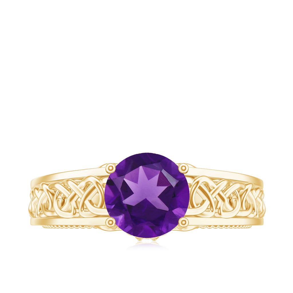 1.25 CT Amethyst Celtic Solitaire Band with Diamond