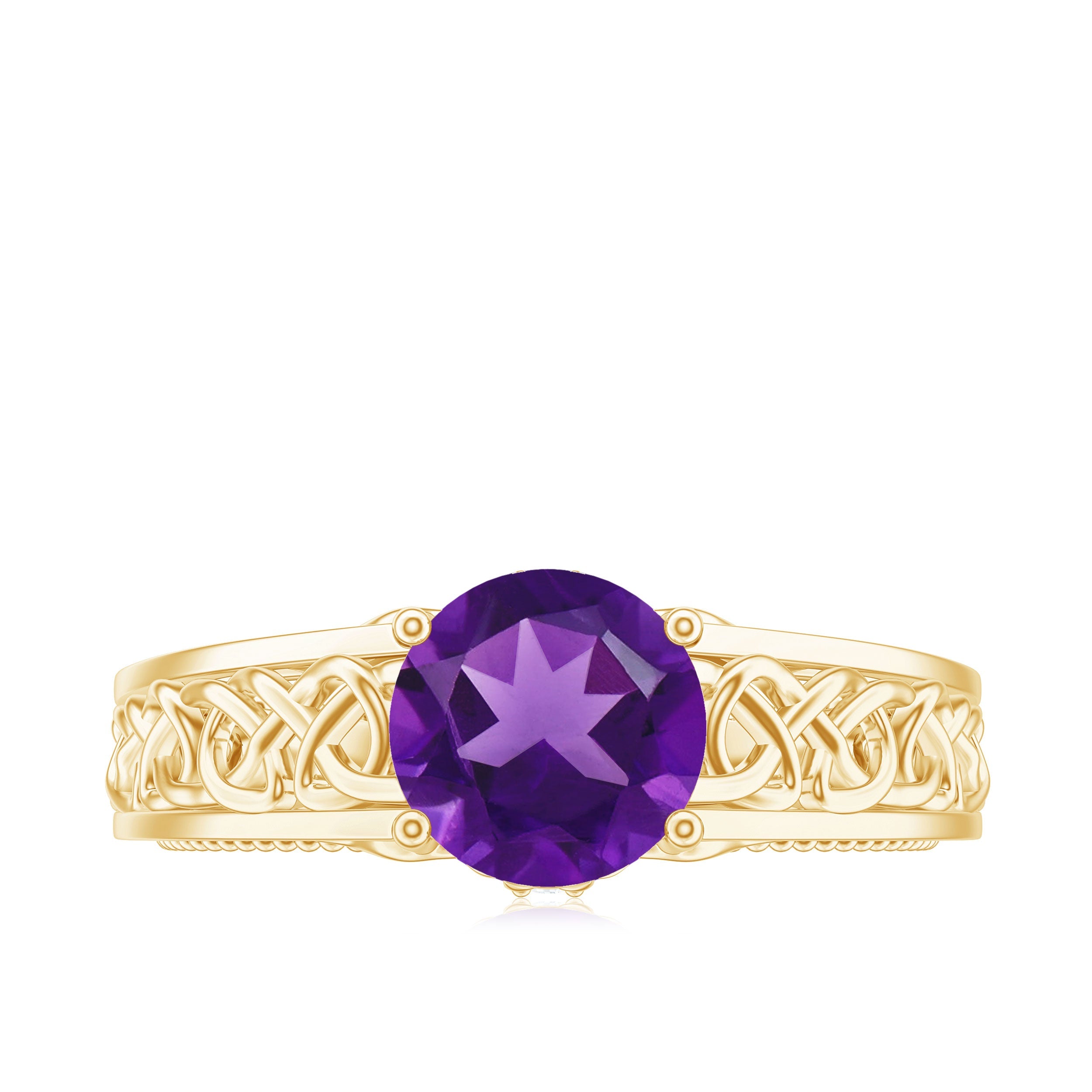 1.25 CT Amethyst Celtic Solitaire Band with Diamond