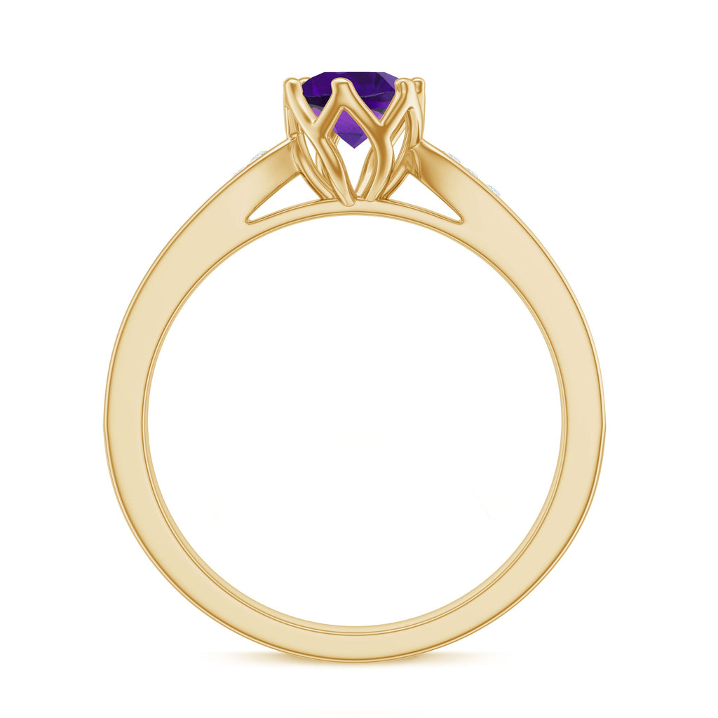 3/4 CT Amethyst and Diamond Accent Engagement Ring