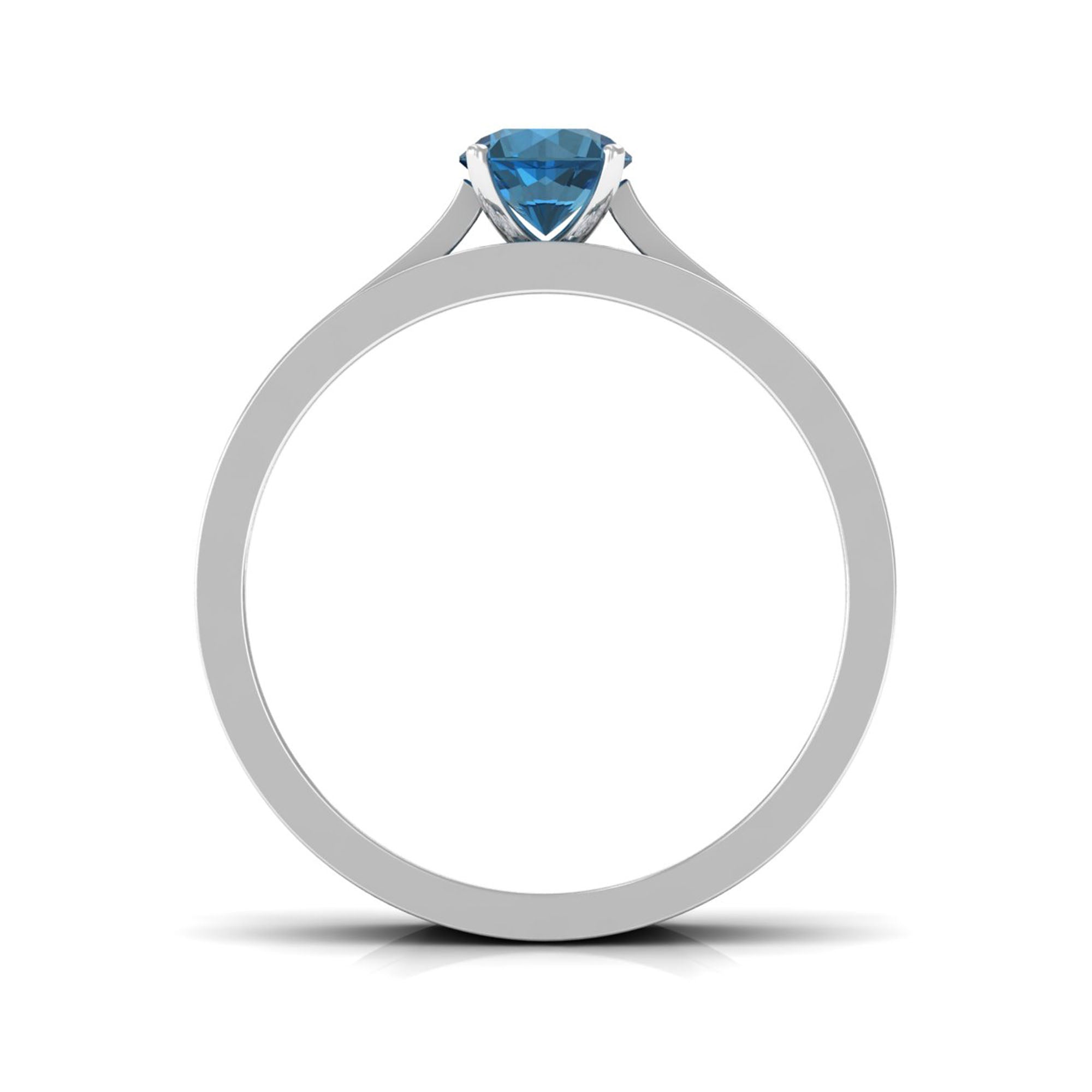 5mm London Blue Topaz Classic Engagement Ring with Diamond Wedding band
